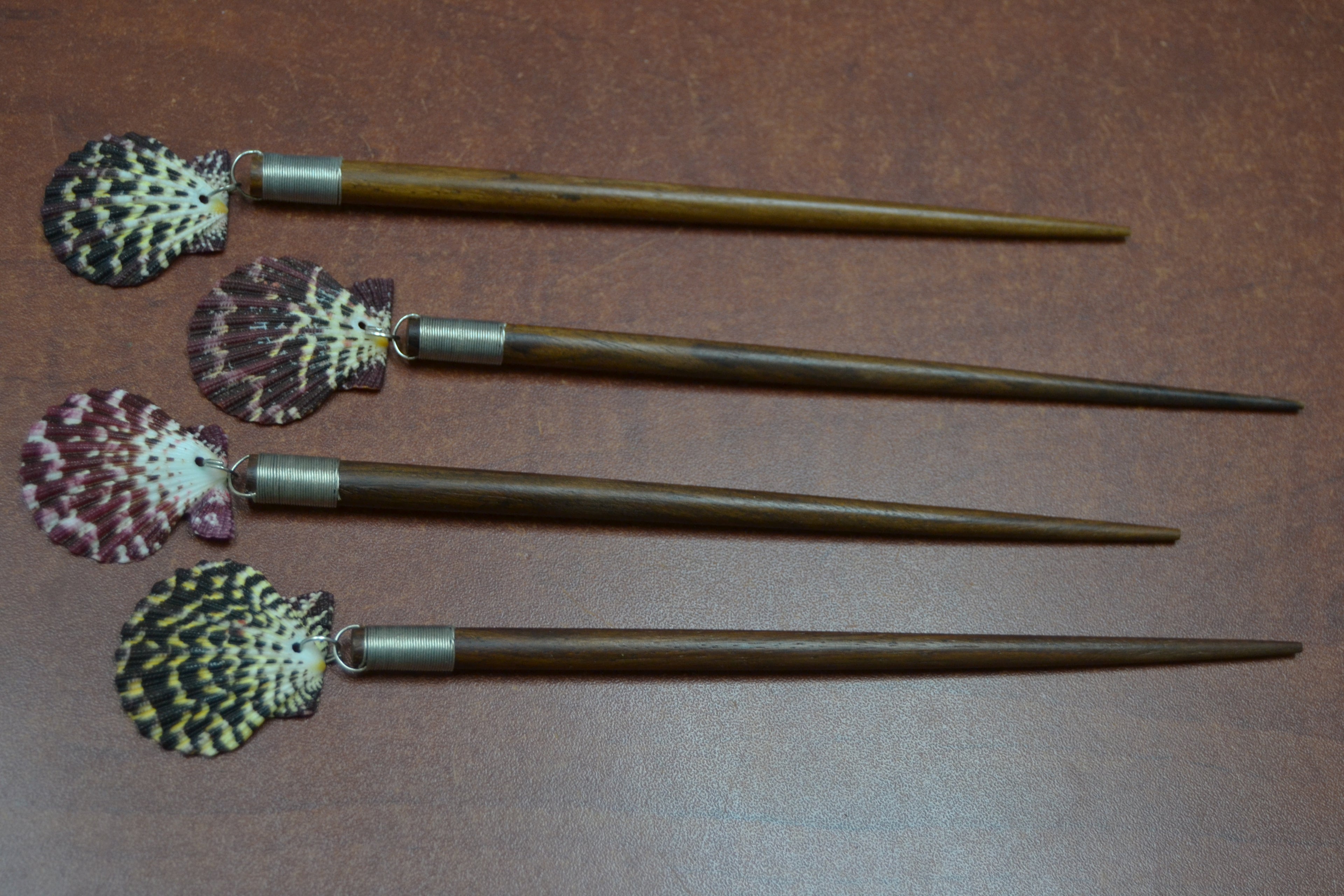 Scallop Shell Hair Sticks – 4 Pack - Boho Hair Accessories