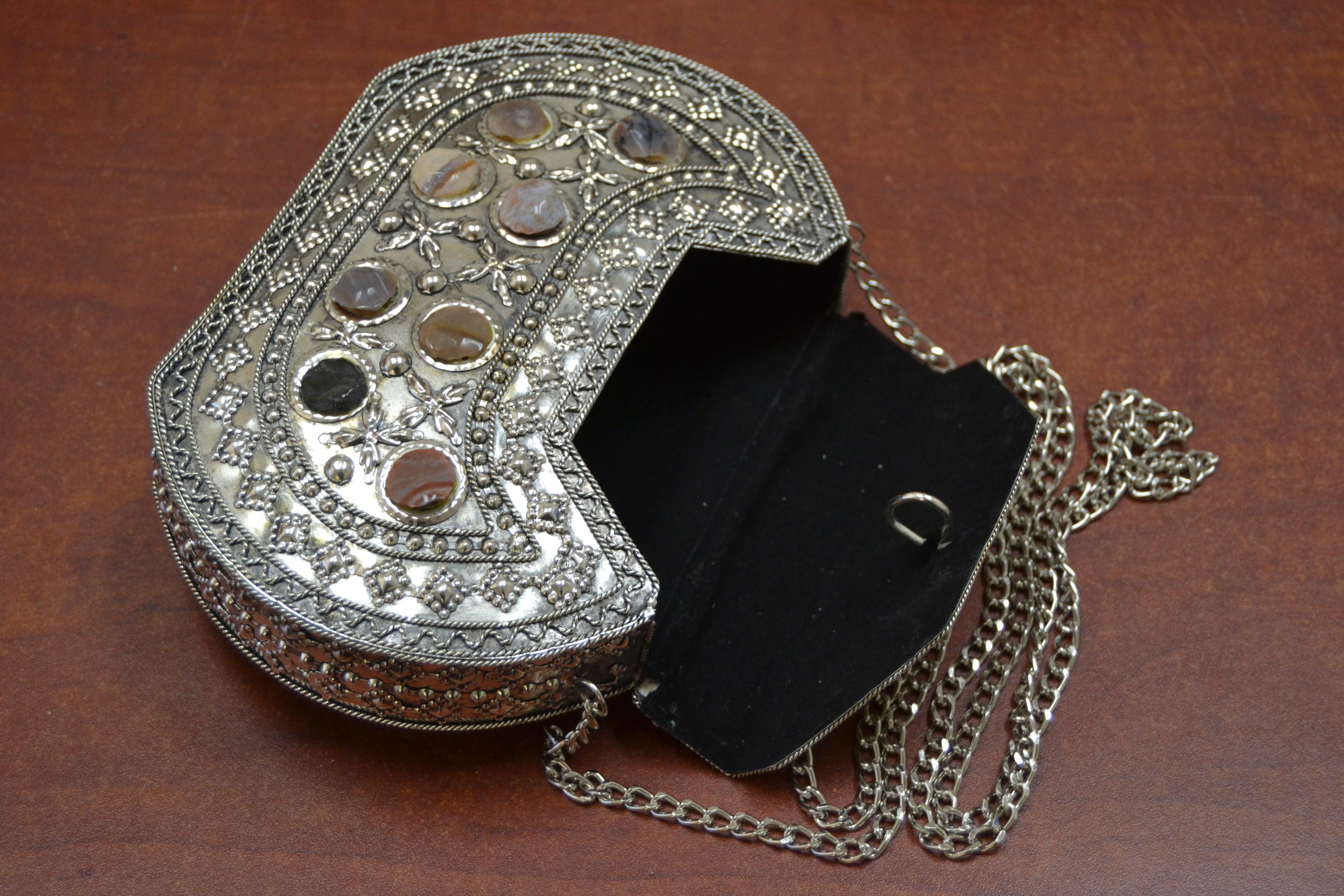 Gemstone Brass Clutch Purse - Artisan Fashion Accessories