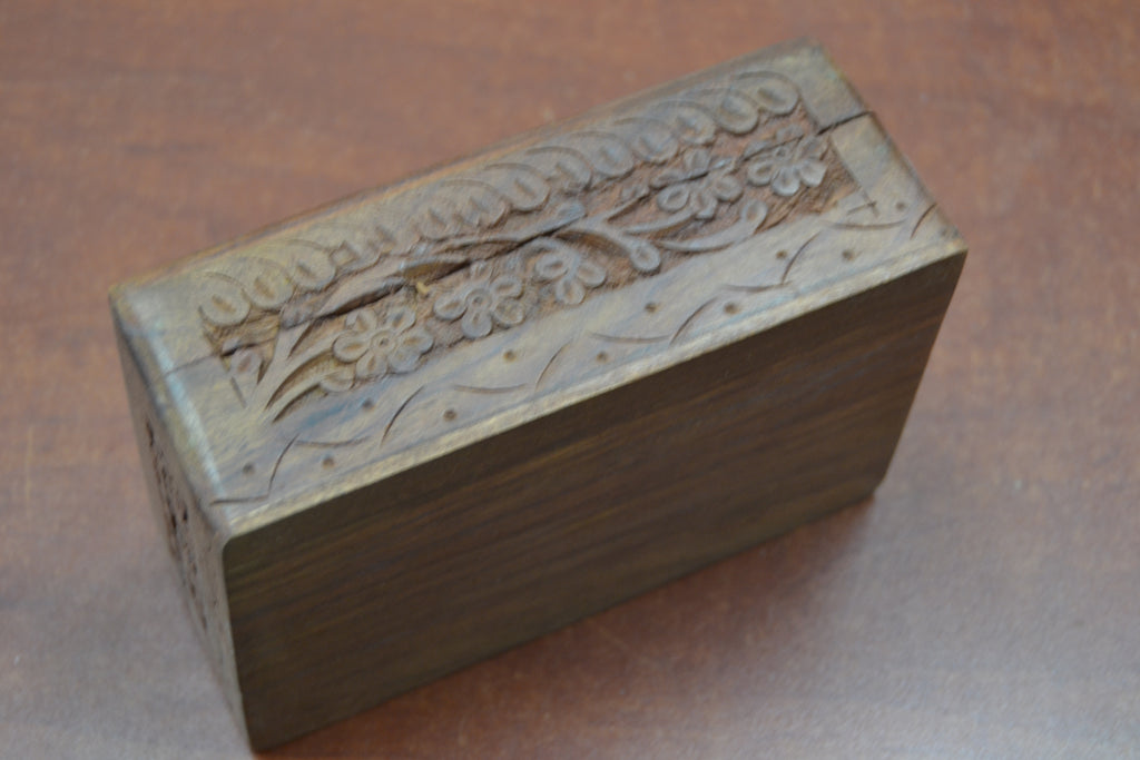 Flower Carved Wood Box - Home Office & Gifts