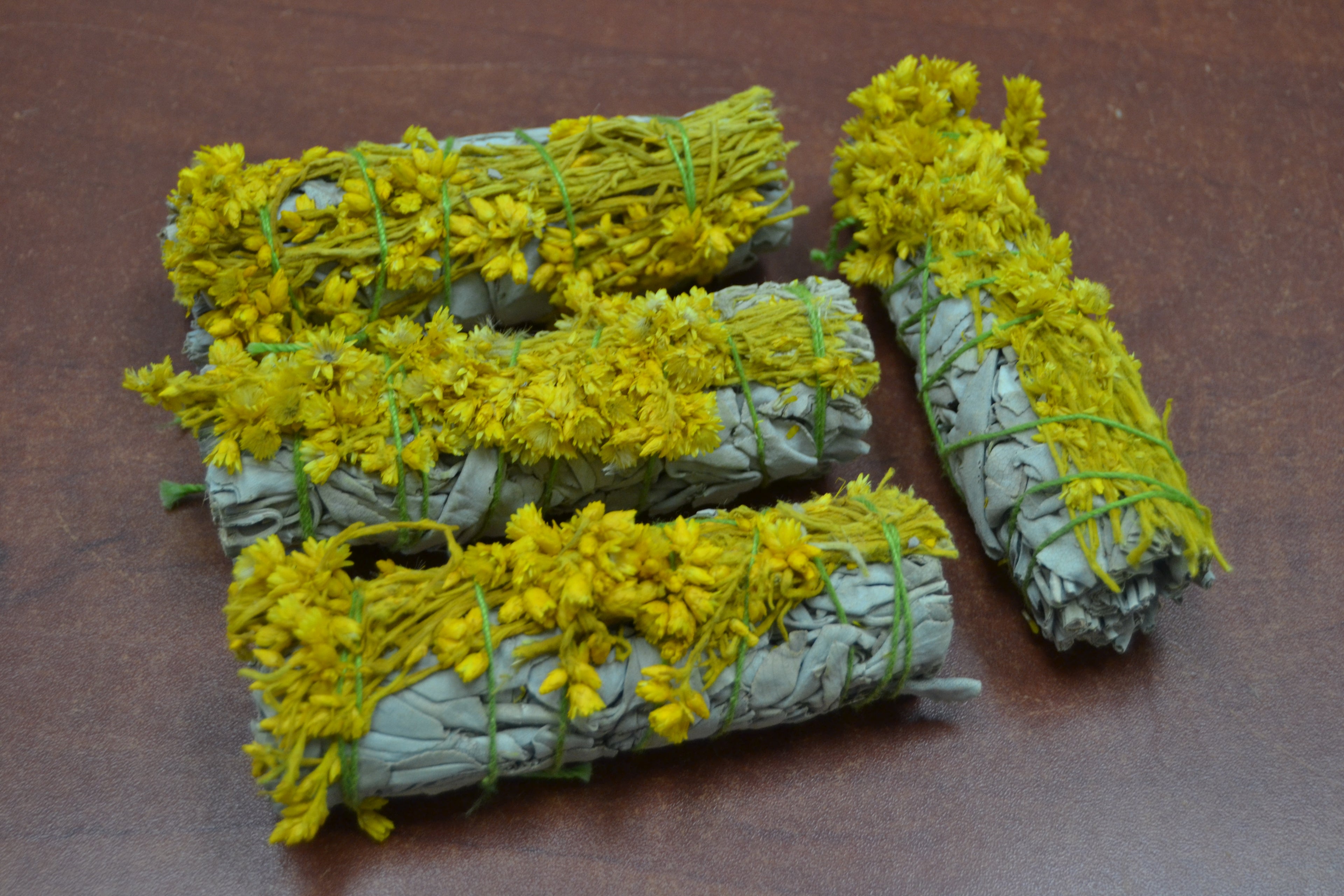 White Sage & Yellow Milacea Smudge Bundle – 4 Pack - Sacred Smudging & Cleansing