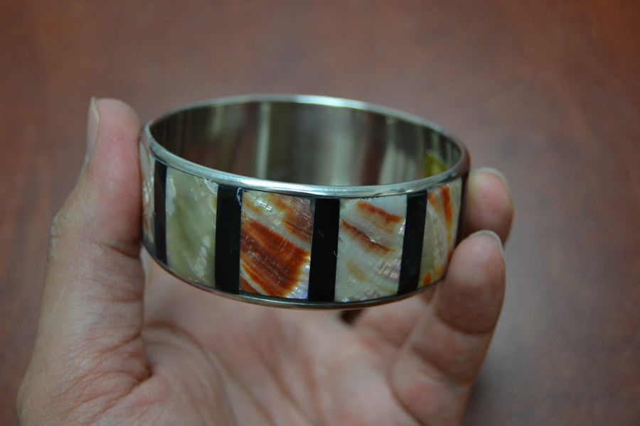 Red Mother of Pearl Bangle Bracelet - Shell & Ocean Jewelry