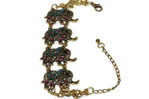 Colorful Bead Drop Elephant Bracelet - Artisan Fashion Accessories