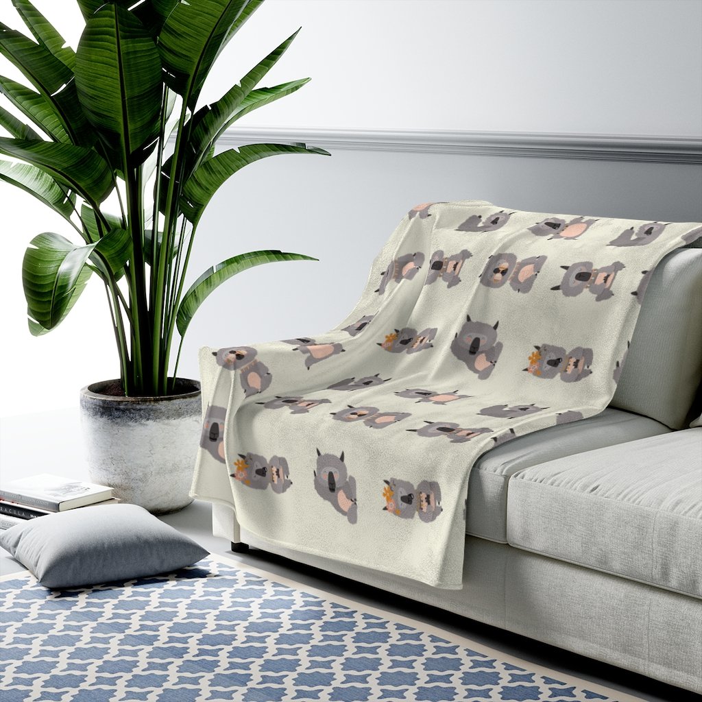 Llama Yoga Poses Velveteen Plush Blanket - Artisan Home Decor