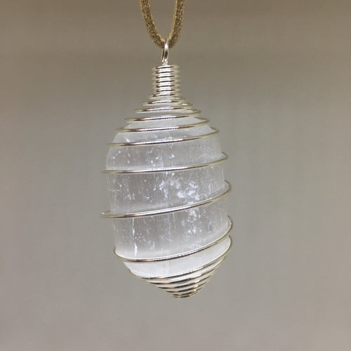 Tumbled Stone Pendant Necklace | Silver Cage & Suede