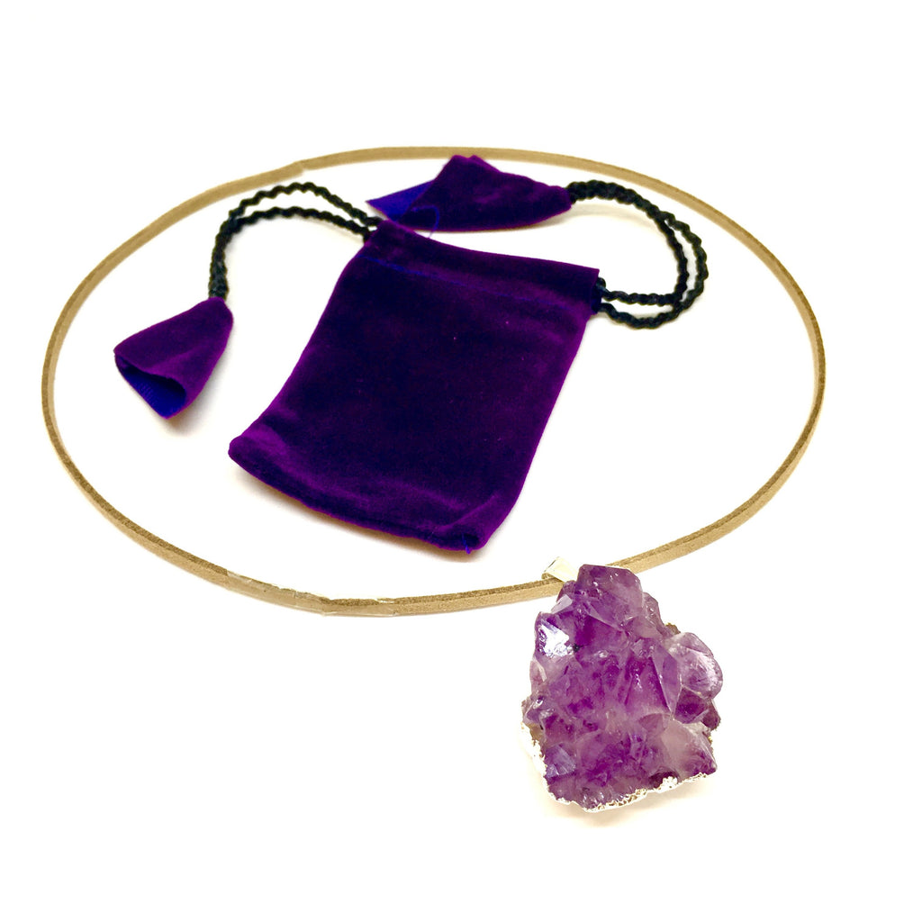 Amethyst Cluster Pendant | Violet Flame Healing | WorthyVibe