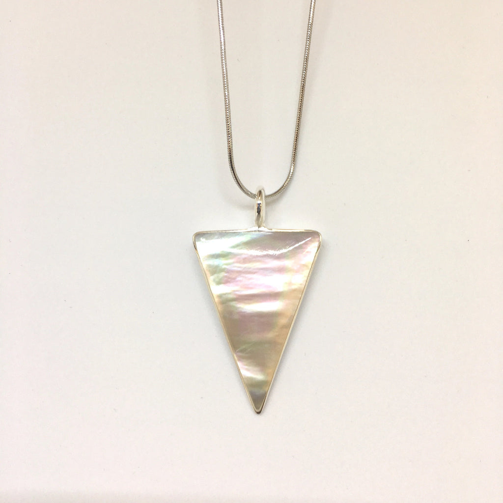 Triangle Mother of Pearl Necklace | Sterling Silver | Calming Protecti