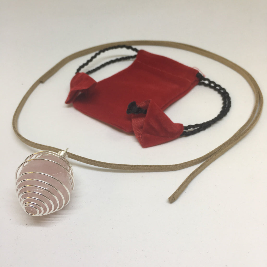 Tumbled Stone Pendant Necklace | Silver Cage & Suede
