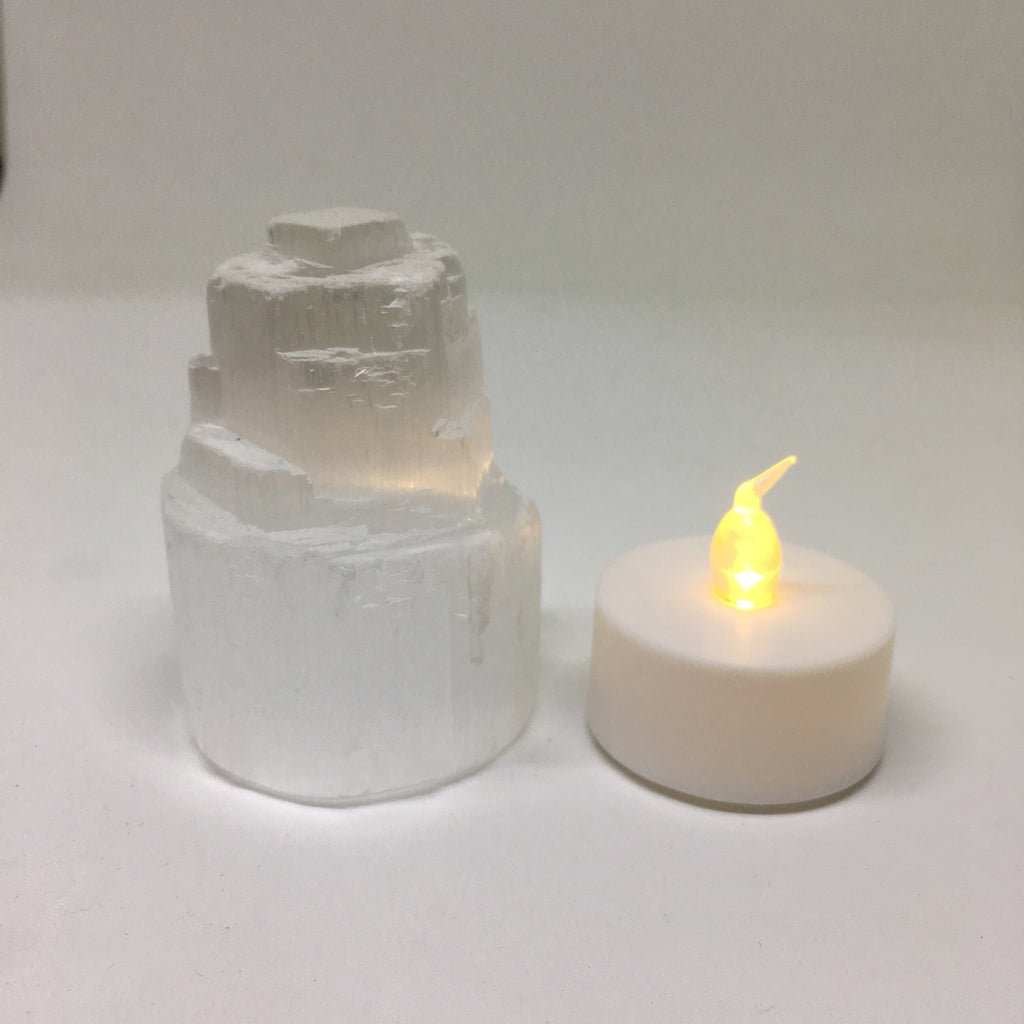 Mini Selenite Skyscraper Lamp | Cleansing Aura | Cordless LED | Worthy