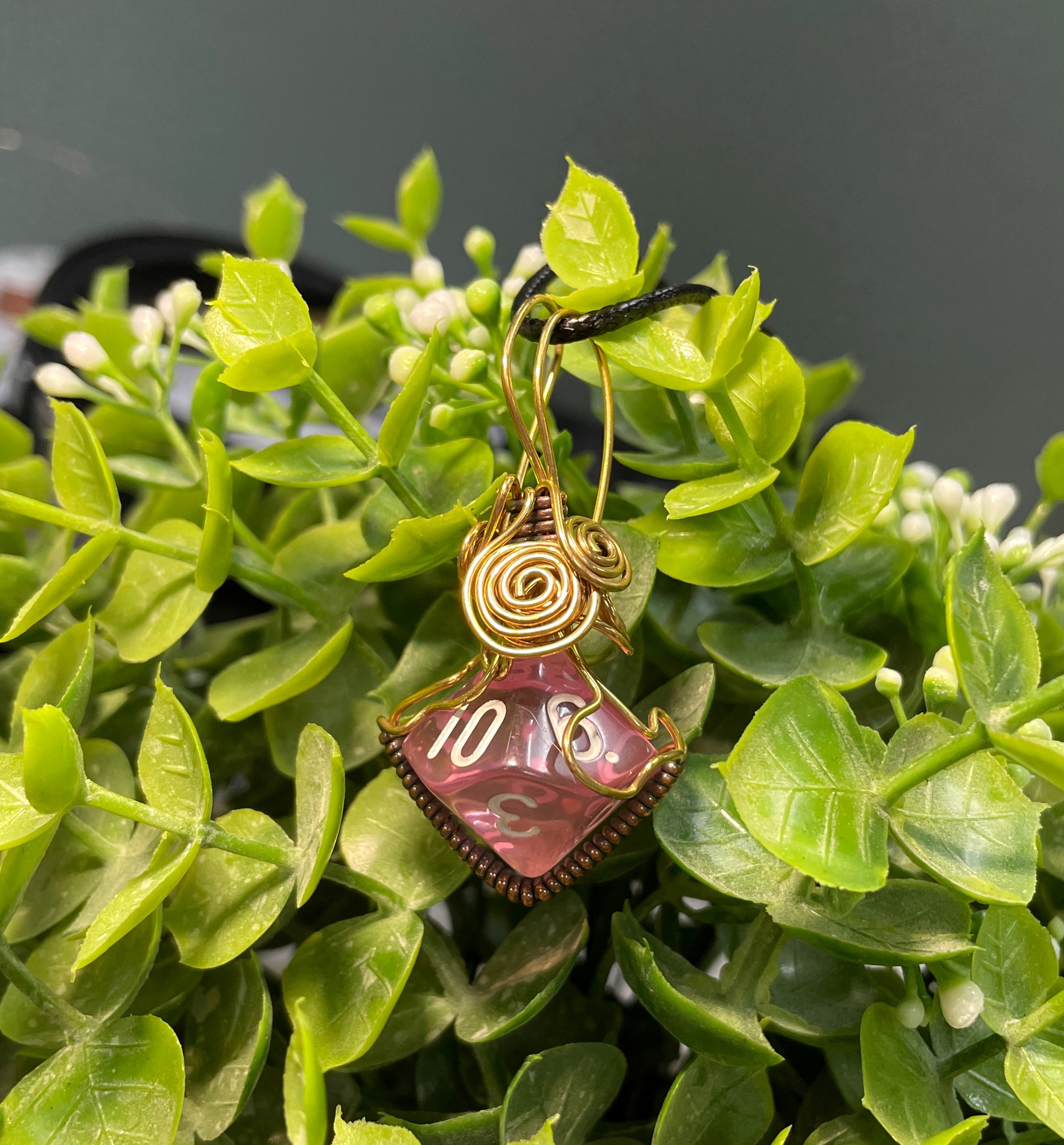 Pink D10 Dice Necklace | Oxidized Copper | Gamer Boho | WorthyVibe