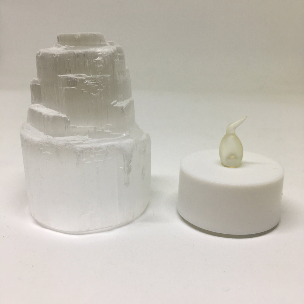 Mini Selenite Skyscraper Lamp | Cleansing Aura | Cordless LED | Worthy