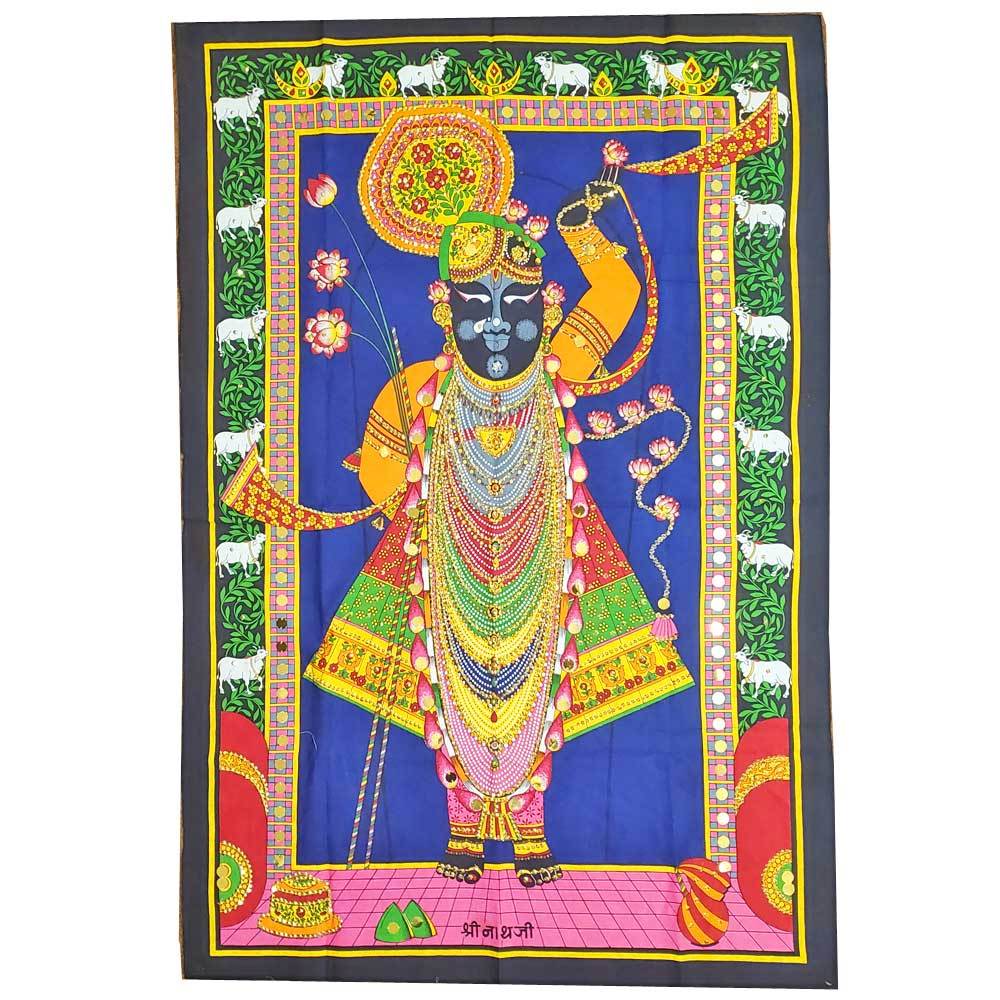 Krishna Shrinathji Sequin Wall Art - Spiritual & Wellness