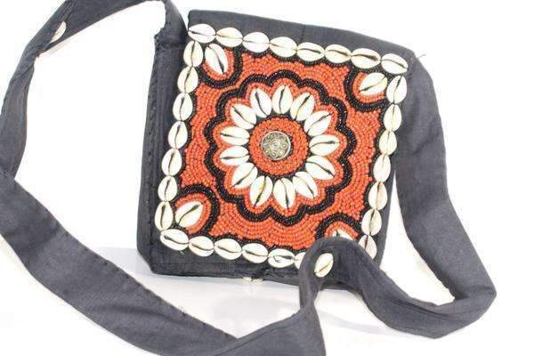Marigold Vintage Cowrie Shell & Bead Work Cross Body Purse - Artisan Fashion Accessories
