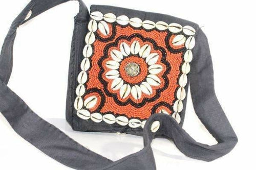 Marigold Vintage Cowrie Shell & Bead Work Cross Body Purse - Artisan Fashion Accessories