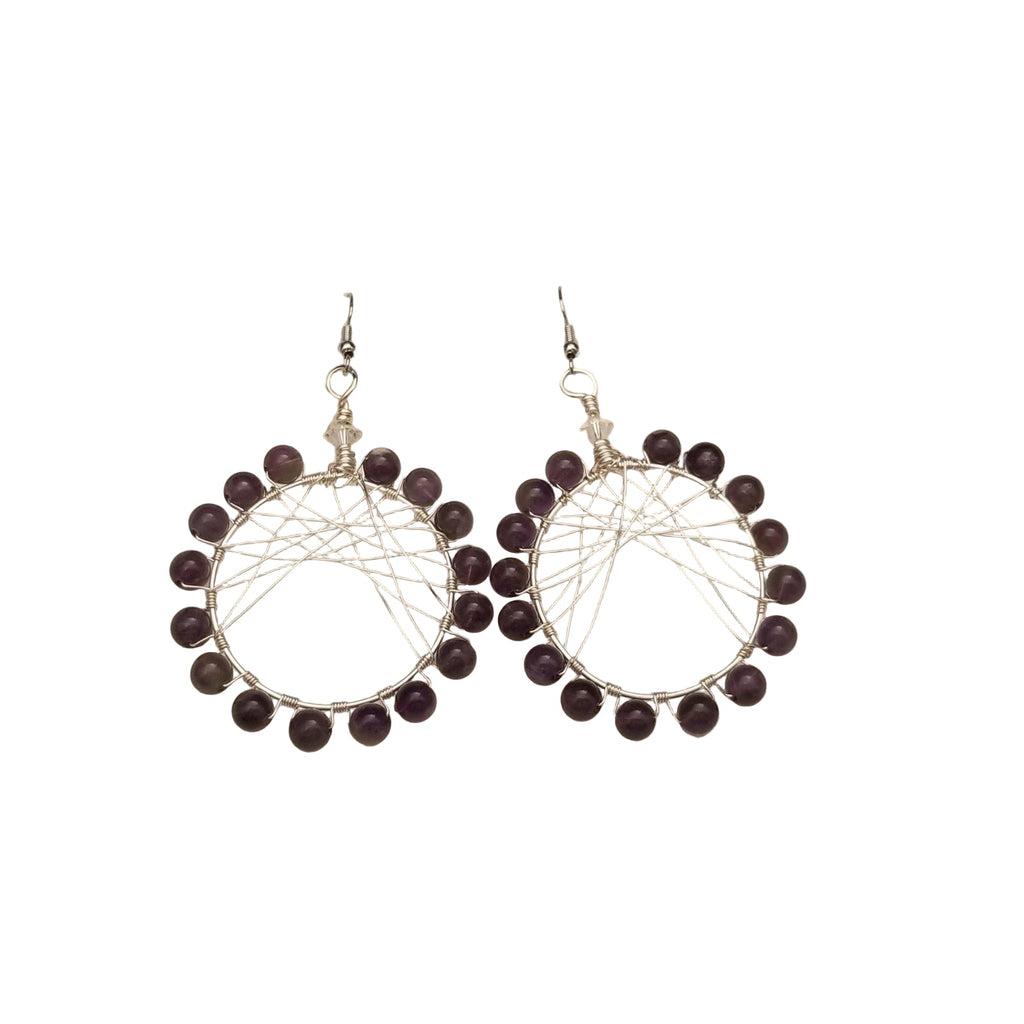 Amethyst Dreamcatcher Hoops - Earrings