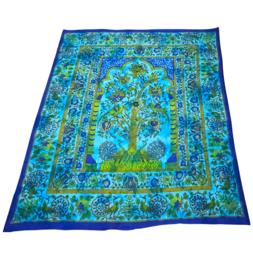 Blue Tree of Life Peacock Tapestry - Spiritual & Wellness