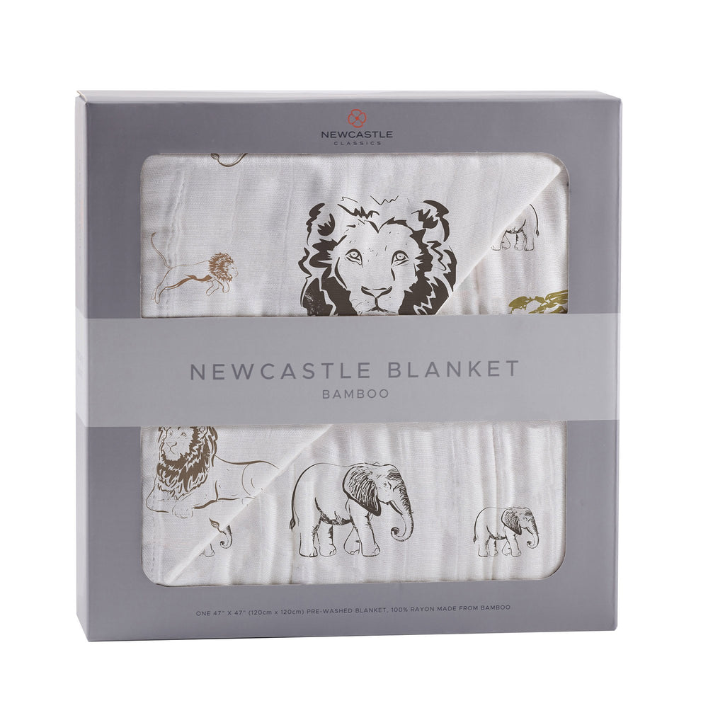 Hear Me Roar Lion Rhinos Elephants Bamboo Newcastle Blanket - Artisan Home Decor