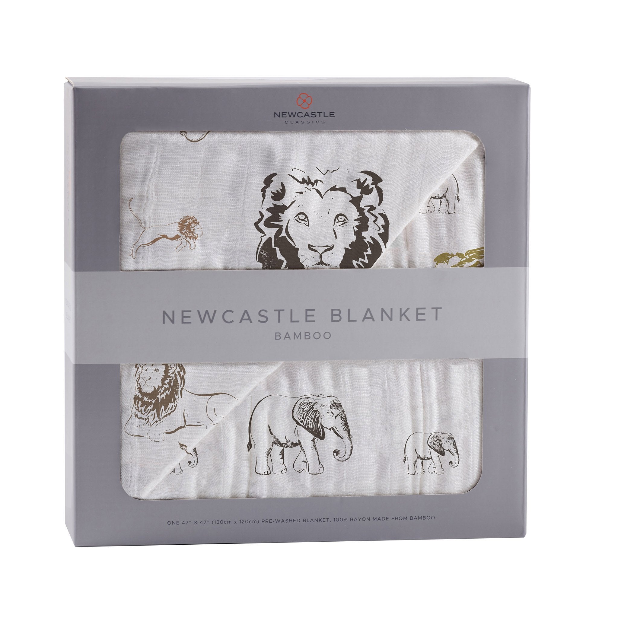 Hear Me Roar Lion Rhinos Elephants Bamboo Newcastle Blanket - Artisan Home Decor