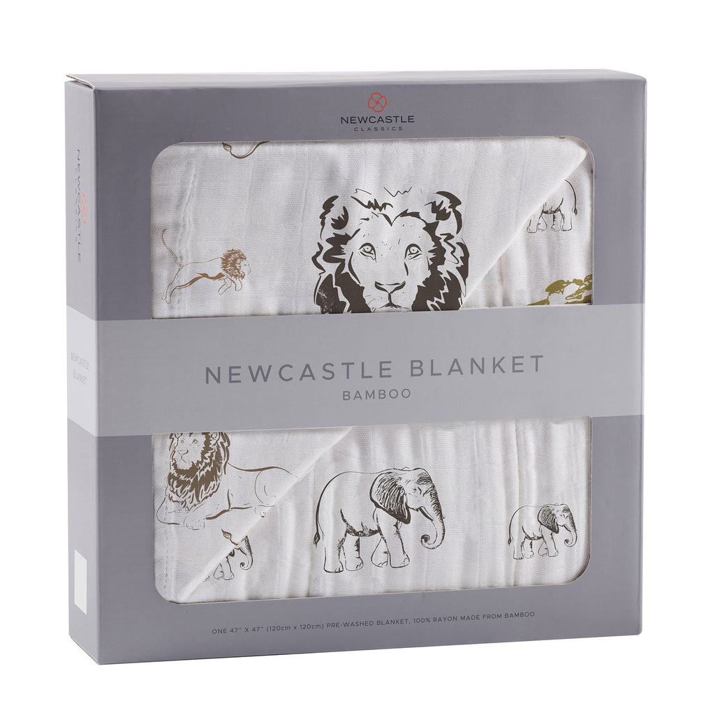 Hear Me Roar Lion Rhinos Elephants Bamboo Newcastle Blanket - Artisan Home Decor