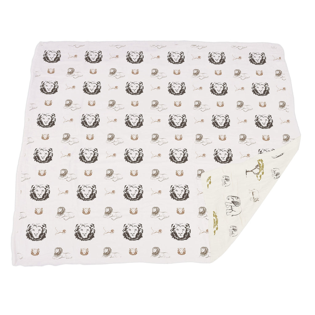 Hear Me Roar Lion Rhinos Elephants Bamboo Newcastle Blanket - Artisan Home Decor