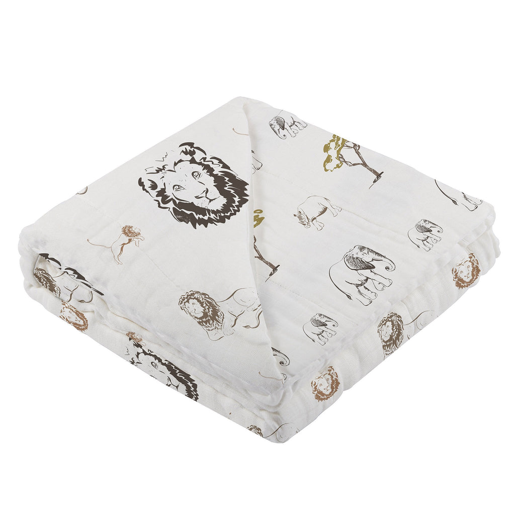 Hear Me Roar Lion Rhinos Elephants Bamboo Newcastle Blanket - Artisan Home Decor