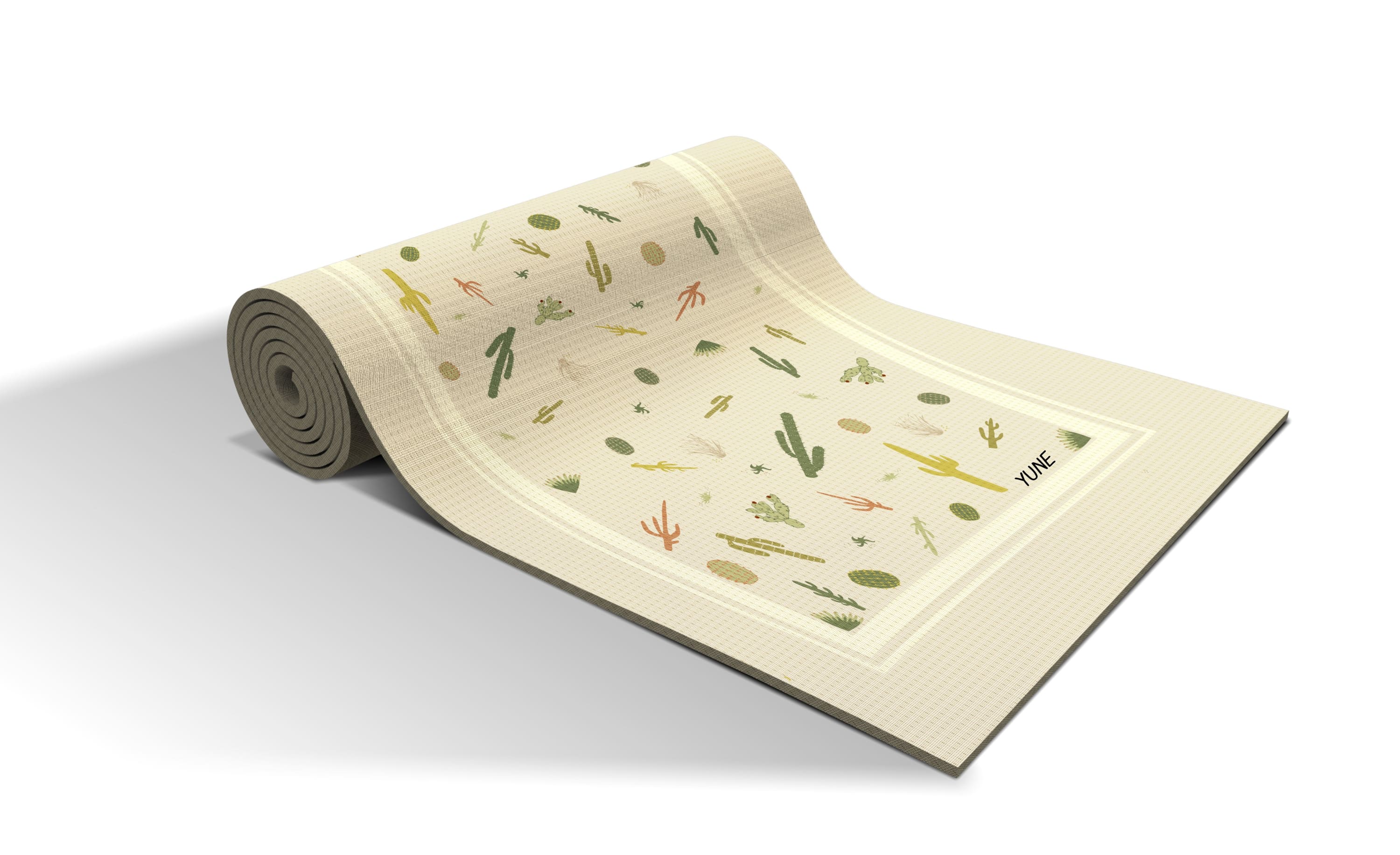 Desert Cactus Yoga Mat 6mm - Botanical cactus and succulent pattern